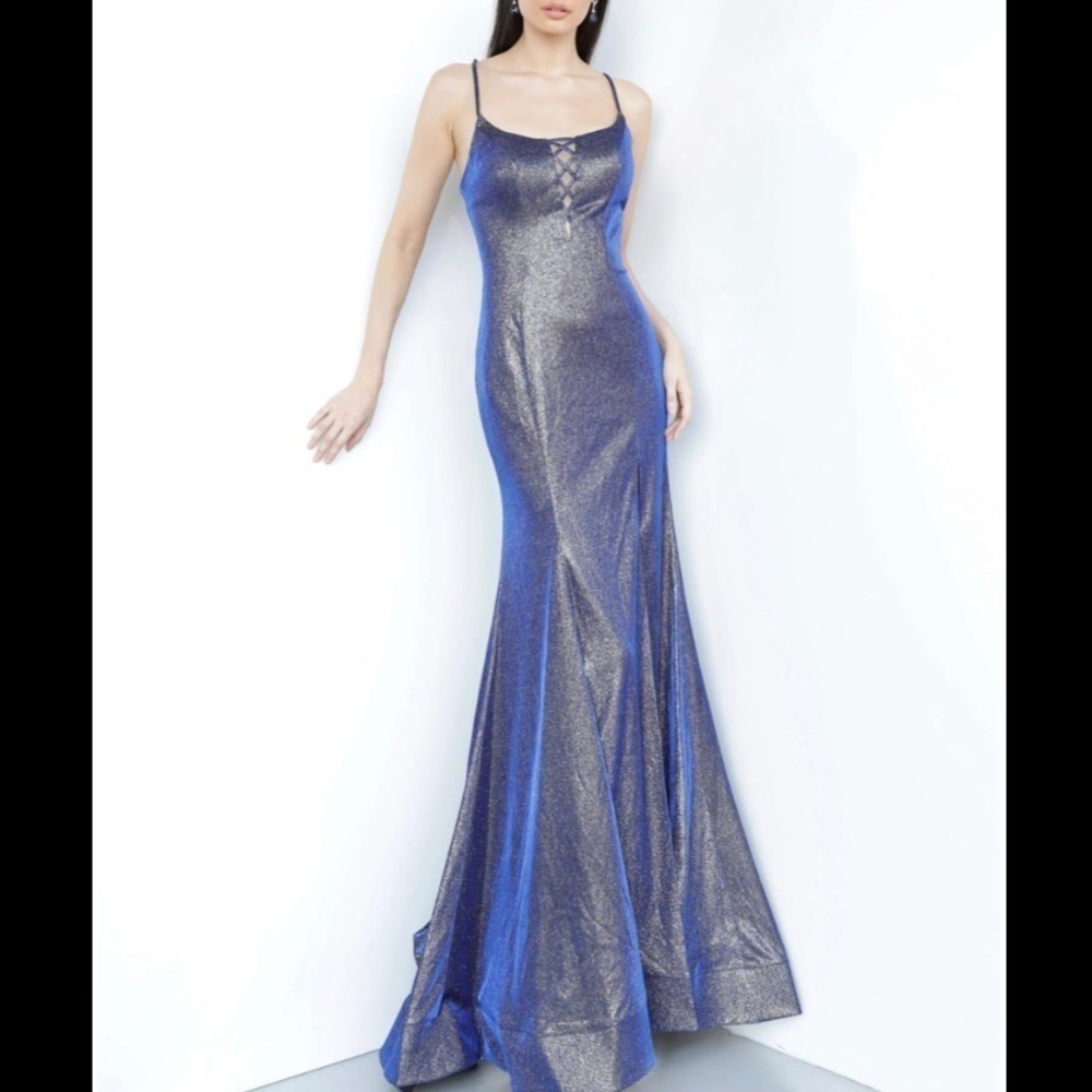 JVN JOVANI navy glitter maxi mermaid dress